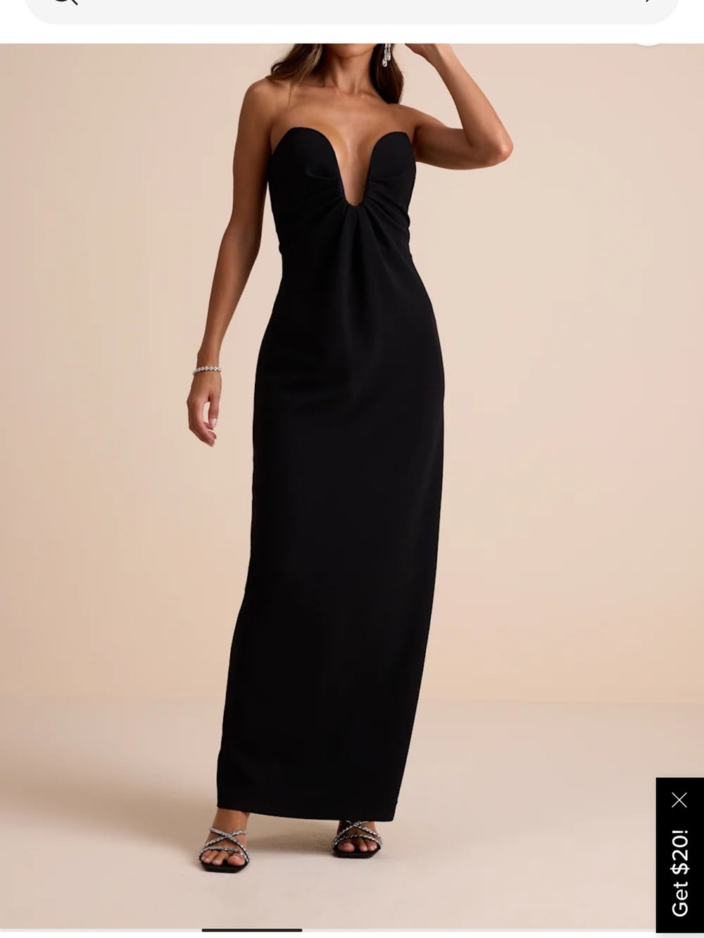 Lulu's Strapless Black V-Notch Evening Dress